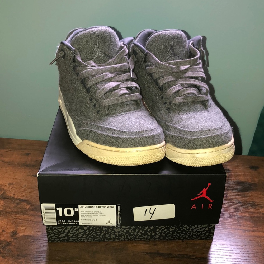Jordan 3 III Retro - Wool - Dark Grey Men’s size 10.5 with Box Lebron Foamposite